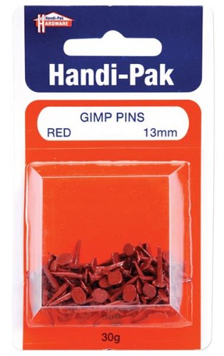 (Card-30g) Handipak 13mm Red Gimp Pins