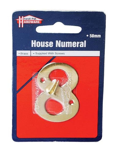 Handipak 37368 8 50mm Polished Brass House Number