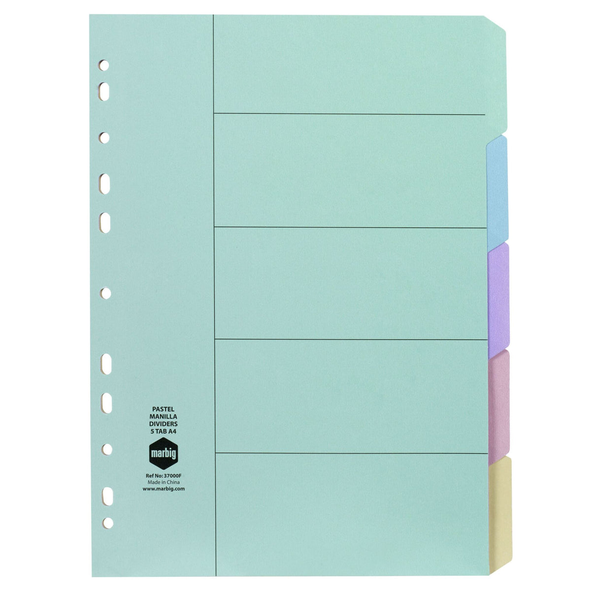 MARBIG INDICES & DIVIDERS 5 TAB MANILLA A4 PASTEL