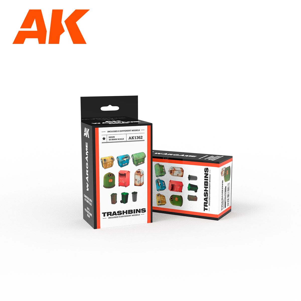 AK Interactive - Resins - Wargame Resin Scenery - Trashbins Scenography Wargame