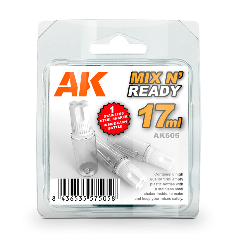 Ak Interactive - Complements - Mix And Ready - Acrylics (6 Empty. 17ml Jars