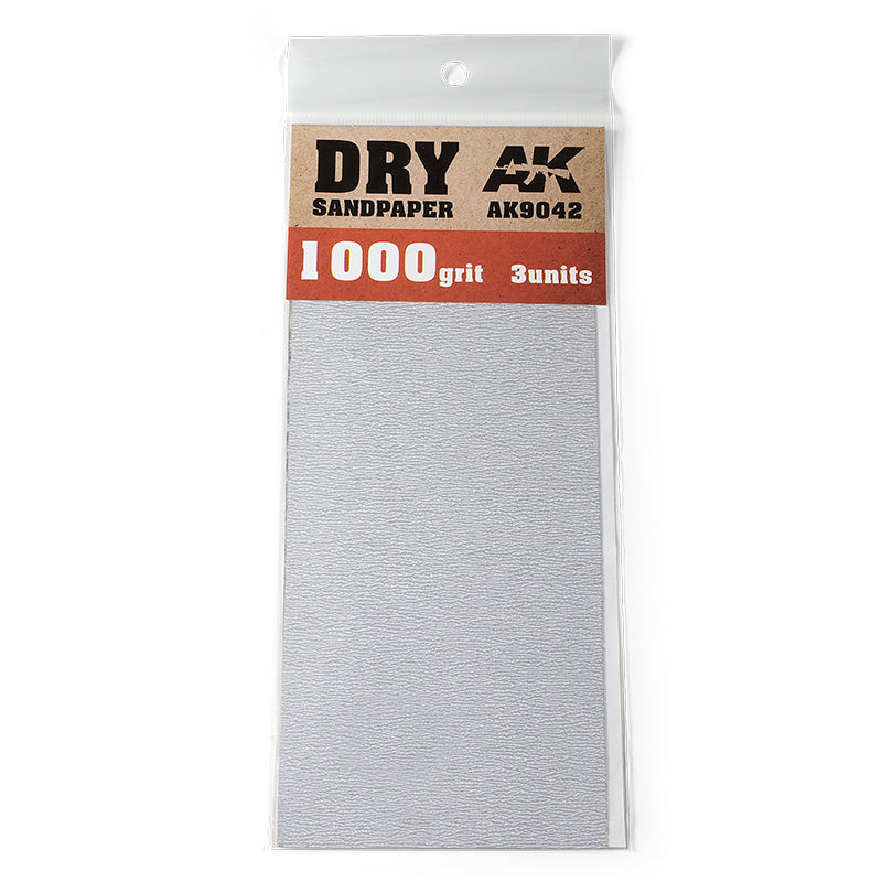 Ak Interactive - Tools - Dry Sandpaper 1000 grit. 3 Units