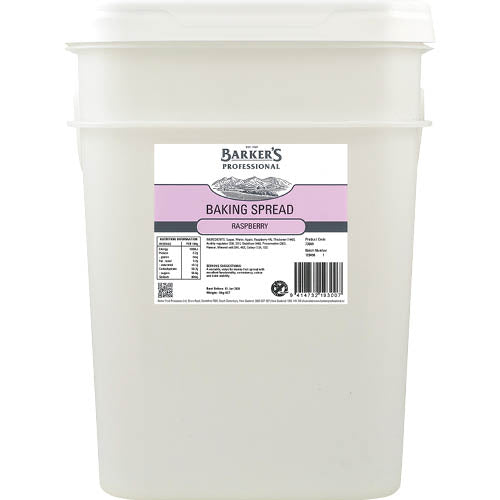 Barker's Raspberry Baking Spread 19kg, a rich and fruity baking essential for elevating desserts and enhancing flavors.
