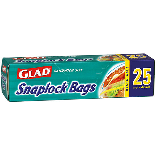 Glad Snap Lock Sandwich Bags 180 x 170mm 25pk