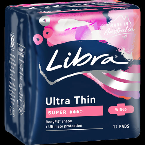 Libra Ultra Thin Super Pads With Wings 12pk
