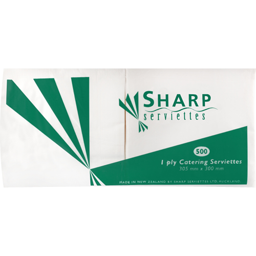 Sharp Serviettes Super Saver Lunch 1Ply 1/4 Fold White Serviettes 500pk