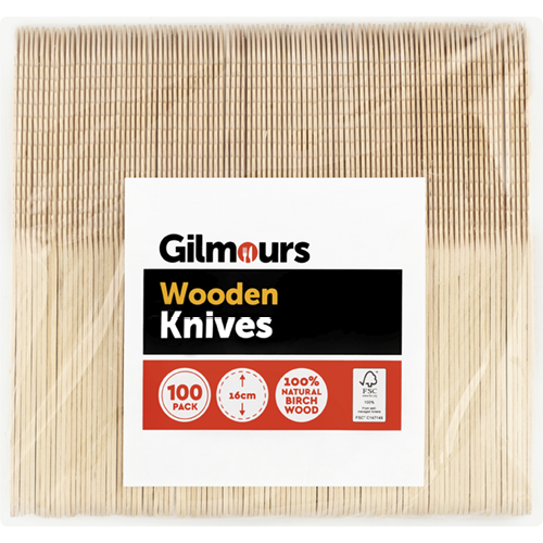 Gilmours Disposable Knives Wooden 100pk