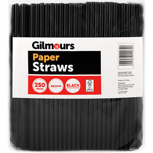 Gilmours Black Paper Straws