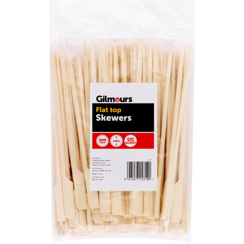 Gilmours Bamboo Skewers Flat Top 15cm 100pk