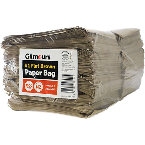 Gilmours Flat Brown Paper Bag 170x140mm #1 1000pk
