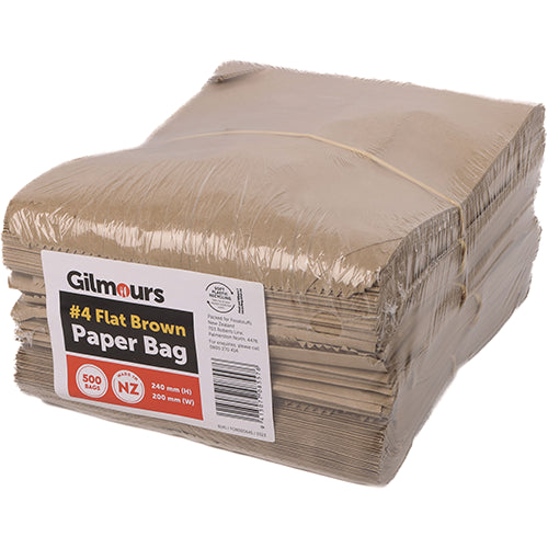 Gilmours Flat Brown Paper Bag 240x200mm #4 500pk