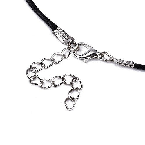 Pack of 50 Black Wax Cord Necklace with Clasp