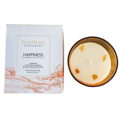 Happiness Jasmine with Citrine Crystal Energy Candle 200gm