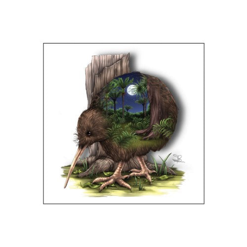 Sophie Blokker Kiwiana 3D Textured Square Ceramic Tile / Wall hanging - Kiwi