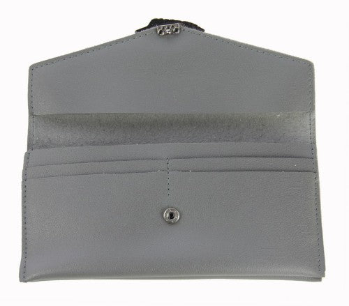 Wallet with Metal Feather (Grey)