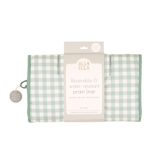 Pram Liner - Gingham Sage - All4Ella