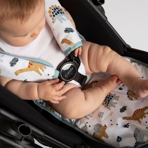 Pram Liner - Beige Dinosaurs - All4Ella