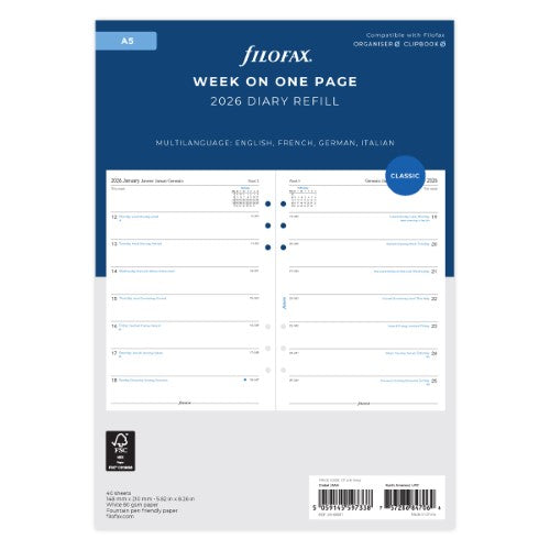 Filofax Refill Classic Week Per Page A5 ML 2026