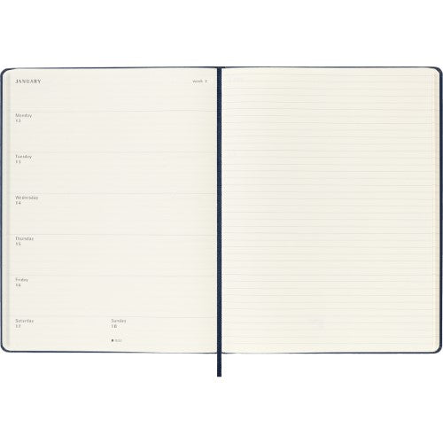 Moleskine Diary 12 Month Weekly + Notes HC XL Sapphire Blue 2026