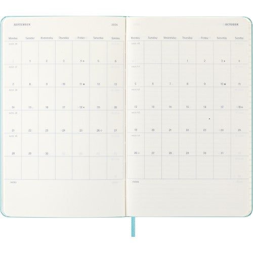 Moleskine Diary 12 Month Weekly + Notes HC Large Aquamarine 2026