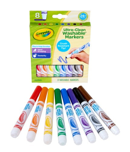 Crayola Young Kids UltraClean Washable Broadline Markers 8Pk