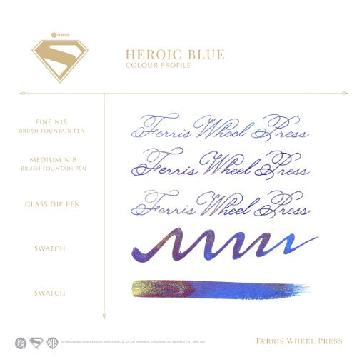 Ferris Wheel Press Fountain Pen Ink WB Superman Heroic Blue 28ml