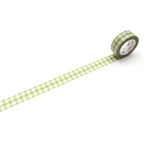 MT Washi Tape 15mm x 7m Checkered Light Moss Green