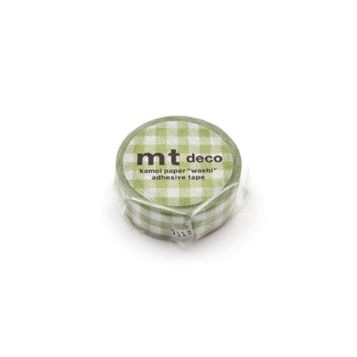 MT Washi Tape 15mm x 7m Checkered Light Moss Green
