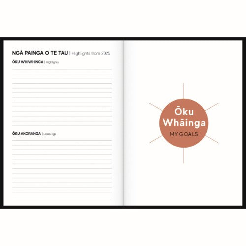 Tuhi Diary B51 Day Per Page Rataka Black Koru 2026