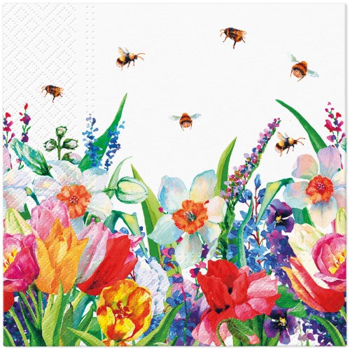 Napkins - PAW Meadow with Bees 33 x 33cm (Pack of 20)
