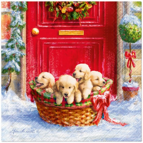 Napkins - PAW Christmas Puppies 33 x 33cm (Pack of 20)