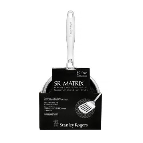 Stanley Rogers SR-Matrix Non-stick Saucepan with Glass Lid 16cm / 1.7L