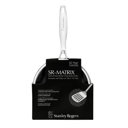 Stanley Rogers SR-Matrix Non-stick Saucepan with Glass Lid 18cm / 2.3L
