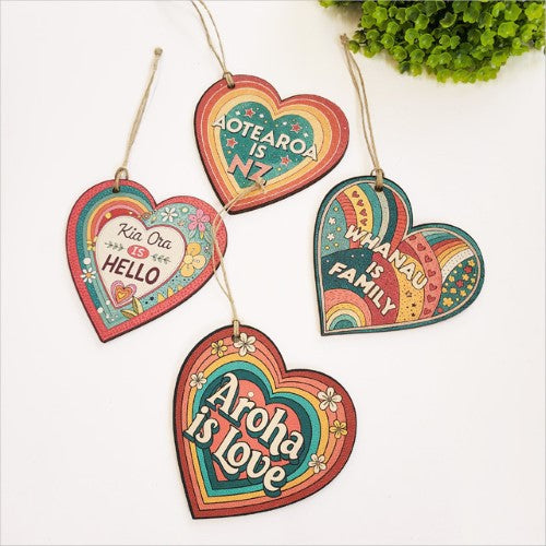 Pop Out Ornament - Heart Aroha + Whanau Set (21cm x 29.5 x 0.3cm)
