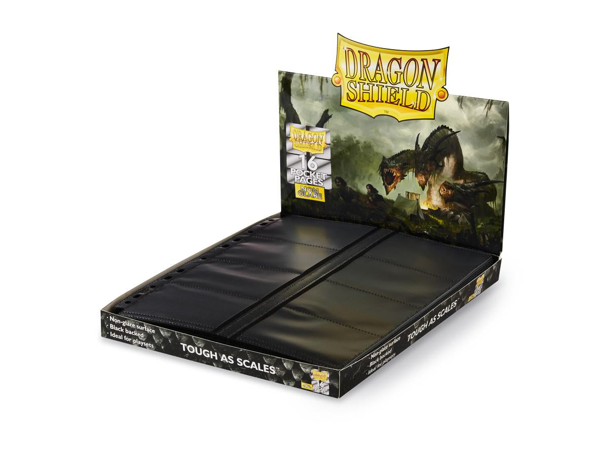 Dragon Shield: Non-Glare Binder Pages - 16-Pocket Display - Black