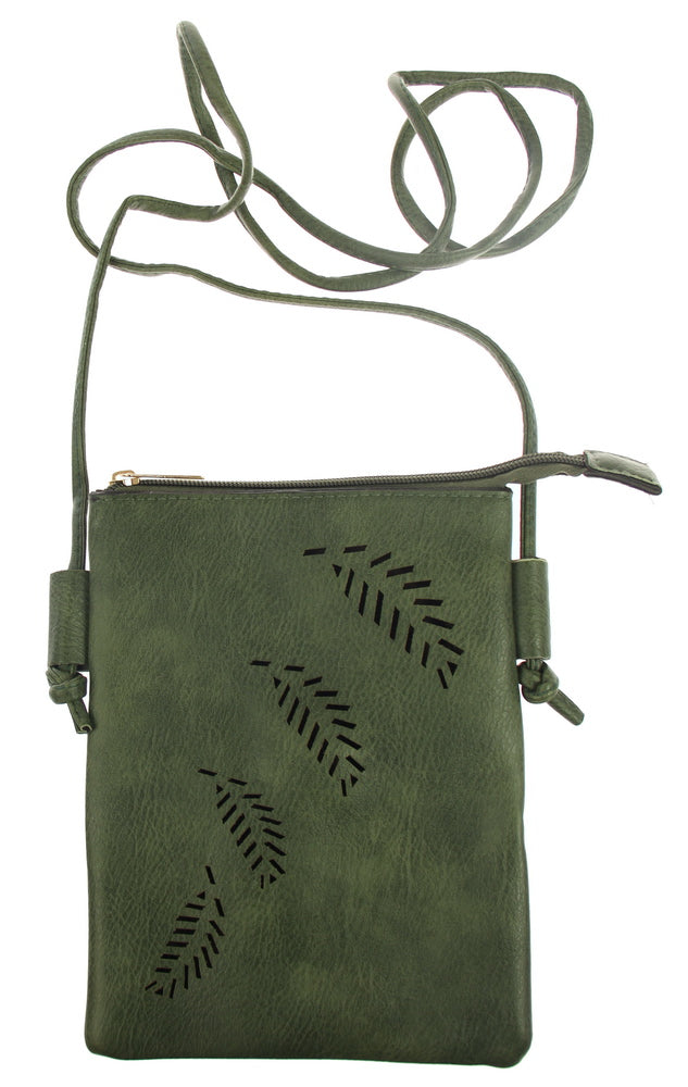 Fern Cutout Phone Bag - Olive