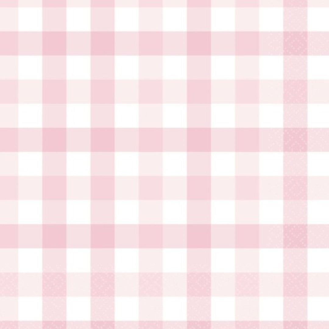 Gingham Lunch Napkin Pastel Pink - Pack of 16