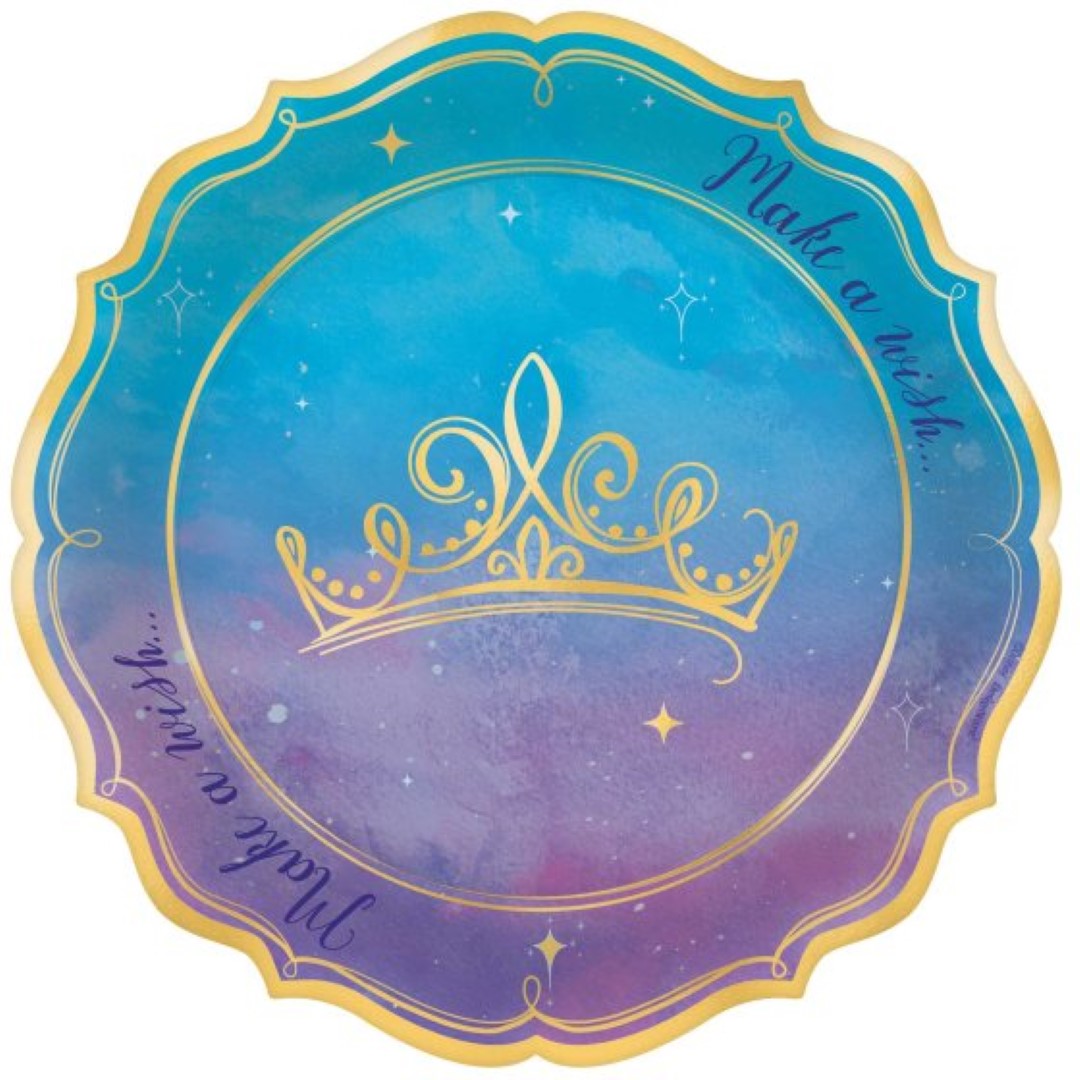 Colorful Disney Princess paper plates featuring Ariel, Belle, and Cinderella, perfect for kids' parties and snacks. Pack of 8.