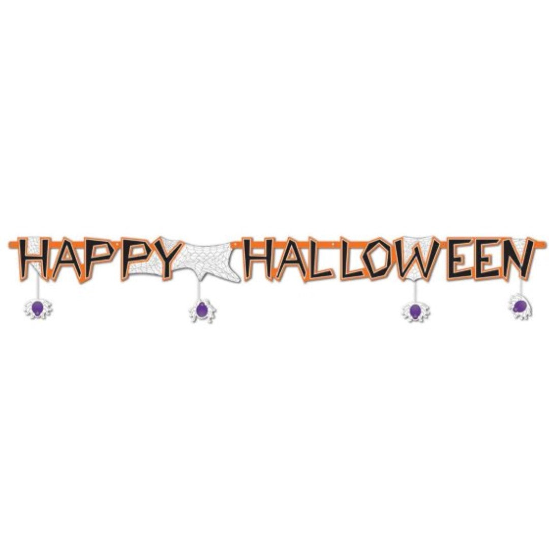 Colorful Beistle Happy Halloween Banner featuring playful designs for festive indoor and outdoor decorations.