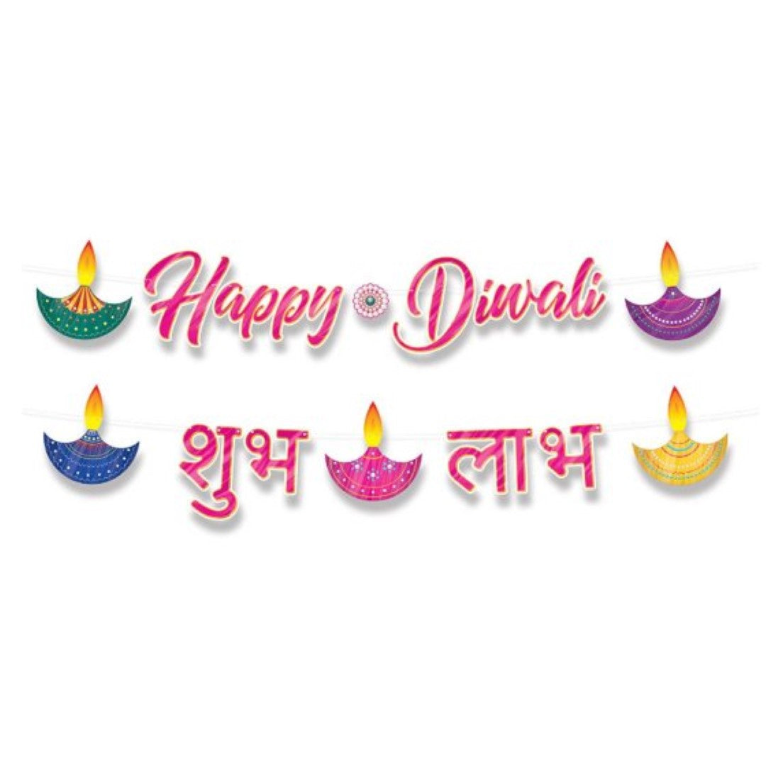 Vibrant Beistle Happy Diwali Banner, 152cm long, perfect for celebrating Diwali with colorful designs and festive decor.
