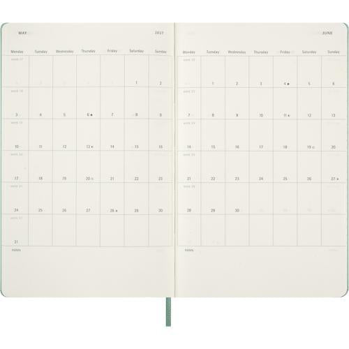2027 Moleskine Weekly With Notes Hardcover Large Sage Green 12-Month Diary