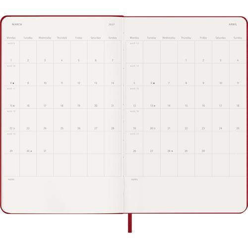2027 Moleskine Weekly With Notes Hardcover Large Scarlet Red 12-Month Diary