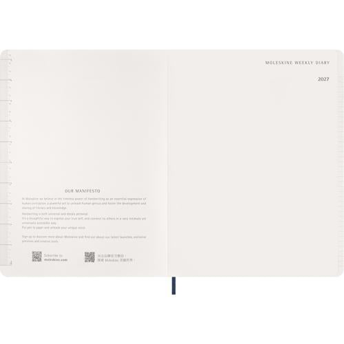 2027 Moleskine Essential Softcover Weekly Vertical XXL Sapphire Blue Planner