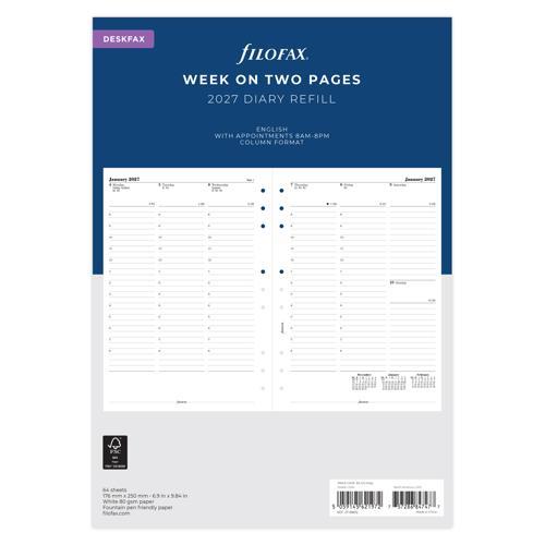 2027 Filofax Week to View with Appointments Vertical Deskfax Organiser Refill