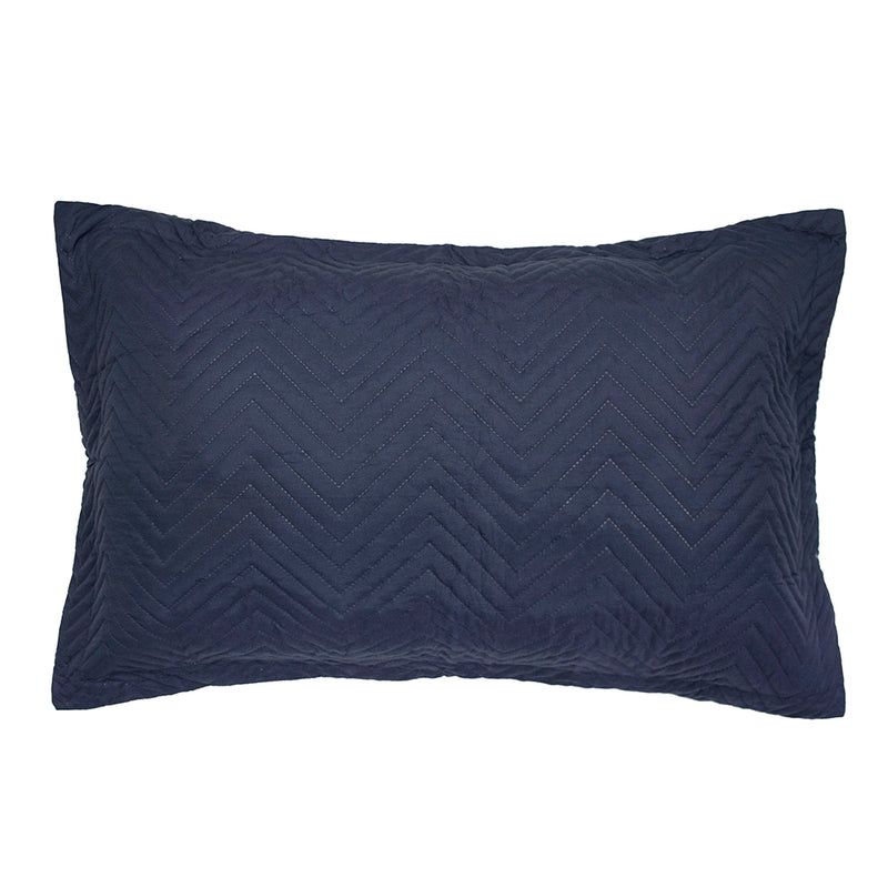 Herringbone Embossed Coverlet Set Navy Queen/King
