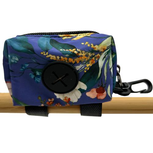 Latched Poop Bag Holder - Blue Floral