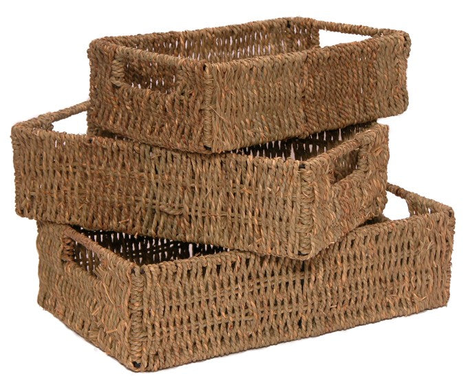 Seagrass Basket / Tray - Set of 3 Rectangular