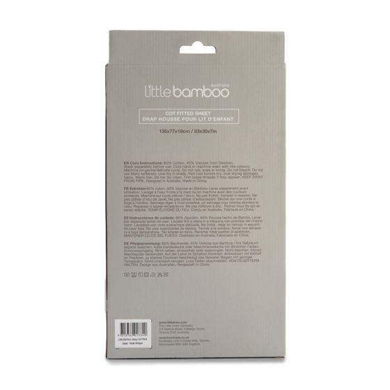 Little Bamboo Jersey Fitted Sheet Cot Herringbone Whisper - Little Bamboo