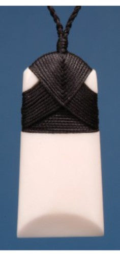 Plain Toki (Small) pendant in bone on black cord, symbolizing strength with unique Maori craftsmanship and cultural significance.