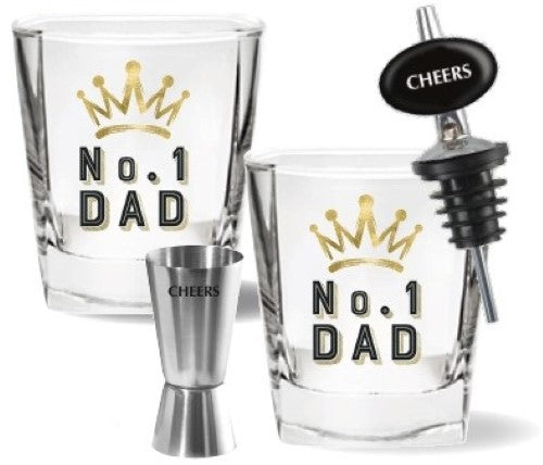 Spirit Glasses, Jigger & Pourer - Dad 4pc (Set of 2)